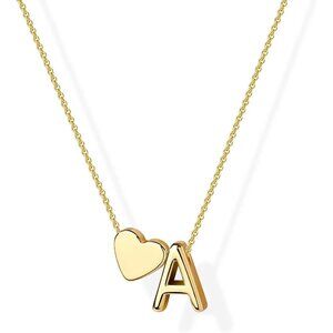 Meaningful Personalized Gold Pendant Necklace with Heart and Initial Options